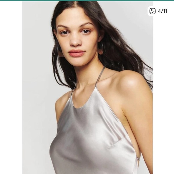 Reformation Silver Satin Dress - Picture 2 of 11